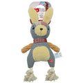 Jouet corde et peluche forme lapin 36cm