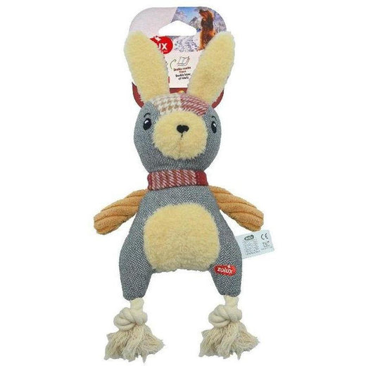 Jouet corde et peluche forme lapin 36cm