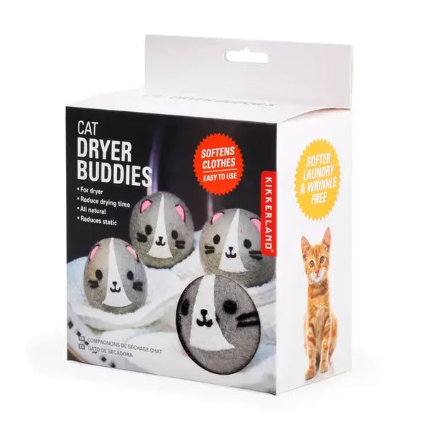KIKKERLAND Cat Dryer Buddies Boules de Lessive en Laine pour Sèche-Linge Chat Lot de 4