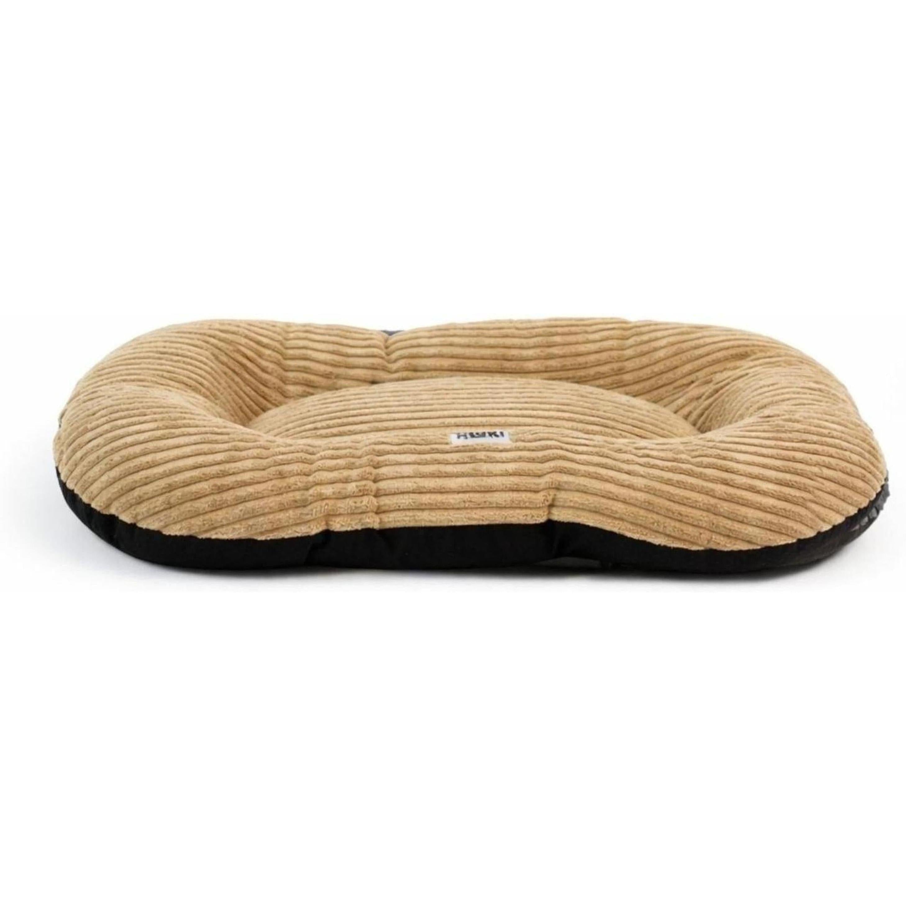 Coussin ovale antiderapant velours cotele sable 80x60x6cm
