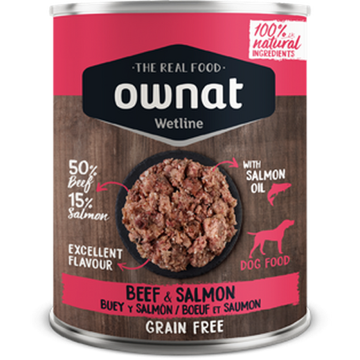 OWNAT Wetline Boeuf et Saumon pour Chien Adulte 395g