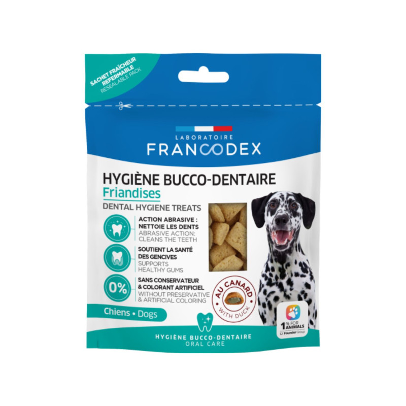 FRANCODEX Friandises Hygiène Bucco-Dentaire Chien Canard 75g