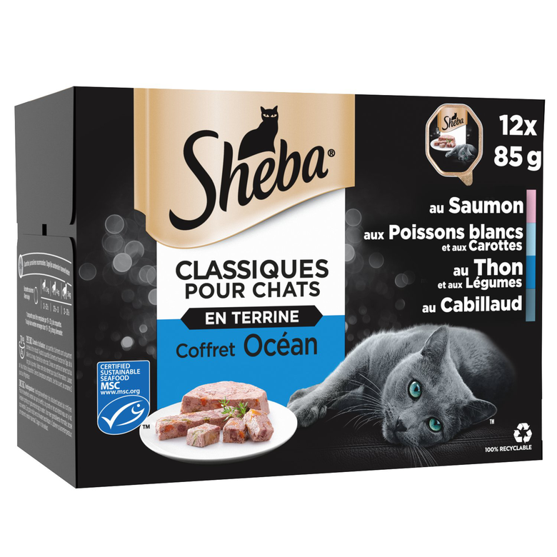 SHEBA Terrine Océan Thon et Fruits de Mer 12x85g
