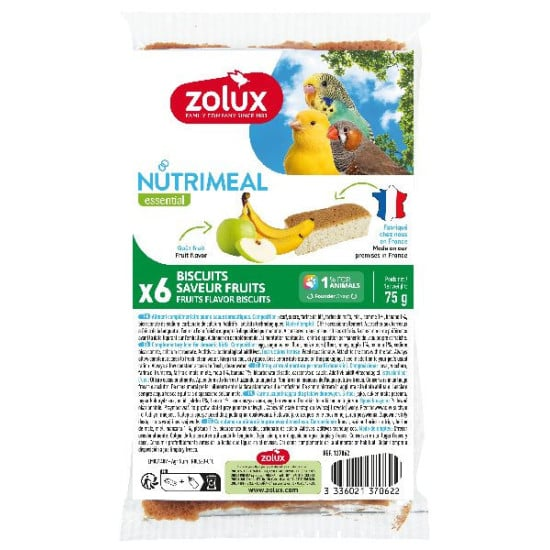 ZOLUX Biscuit Nutrimeal Oiseau Pomme Banane x6