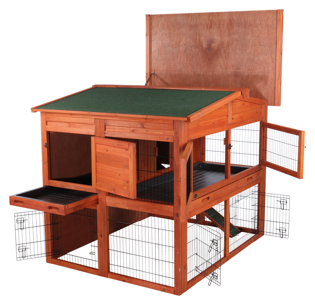 TRIXIE Clapier Natura Habitat pour Rongeurs XL avec Cour Extérieure 135x115x112 cm Brun