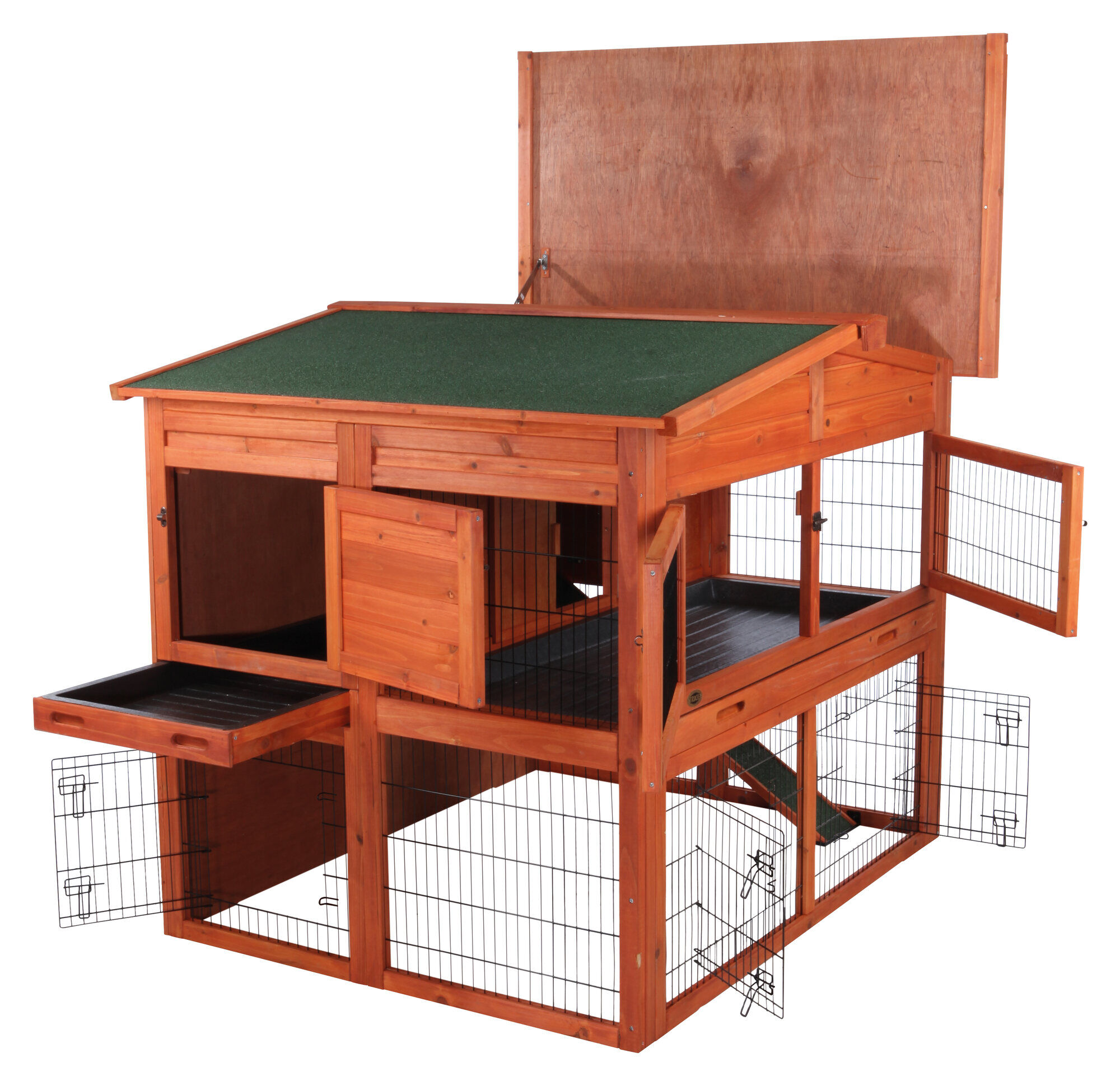 TRIXIE Clapier Natura Habitat pour Rongeurs XL avec Cour Extérieure 135x115x112 cm Brun