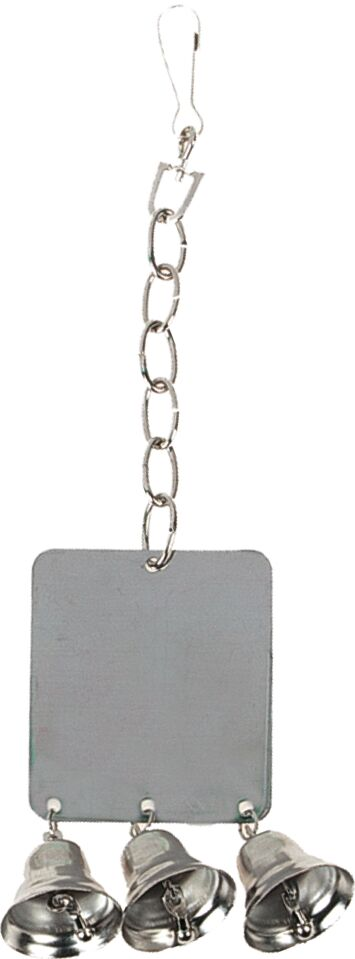 FLAMINGO Miroir avec 3 Grelots pour Perroquet Argent 22,5x6,5x6,5cm