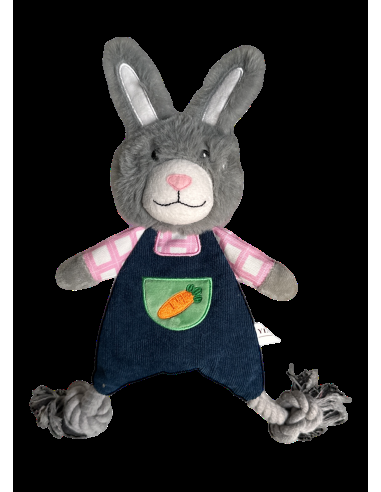 Jouet corde et peluche forme lapin 36cm