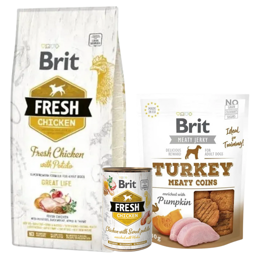 Malin Bundle Brit Care Chien Adulte au Poulet – Pack Croquettes + boite et friandises