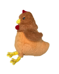 Jouet peluche forme coq orange tête marron 20cm