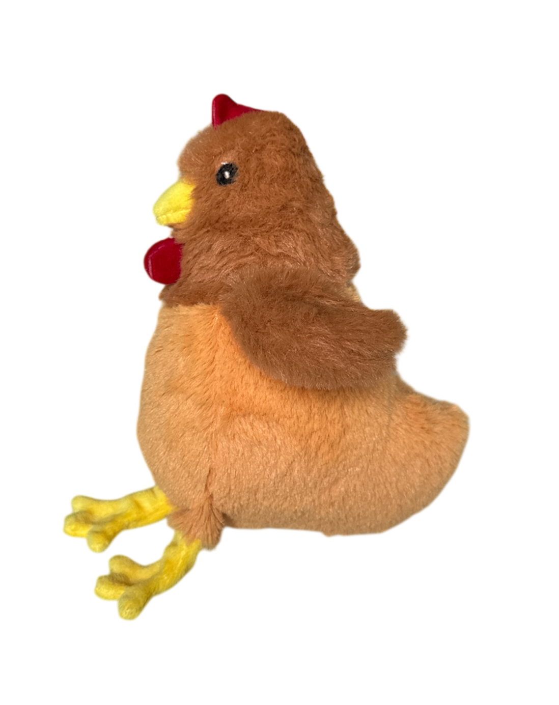 Jouet peluche forme coq orange tête marron 20cm