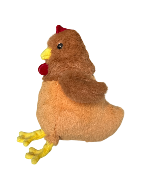 Jouet peluche forme coq orange tête marron 20cm