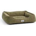 Panier rectangulaire antiderapant velours cotele vieux kaki 65x45x20cm