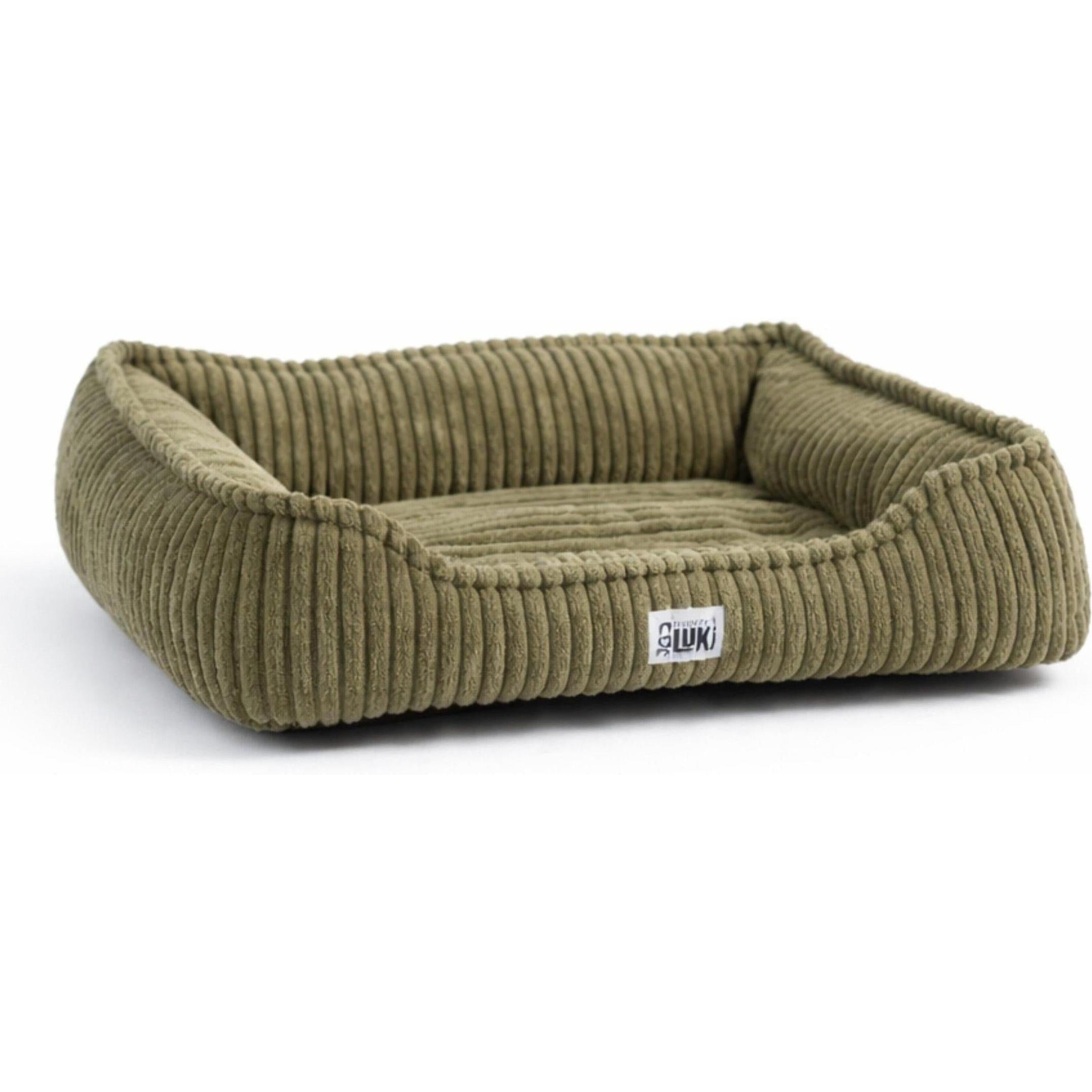 Panier rectangulaire antiderapant velours cotele vieux kaki 65x45x20cm
