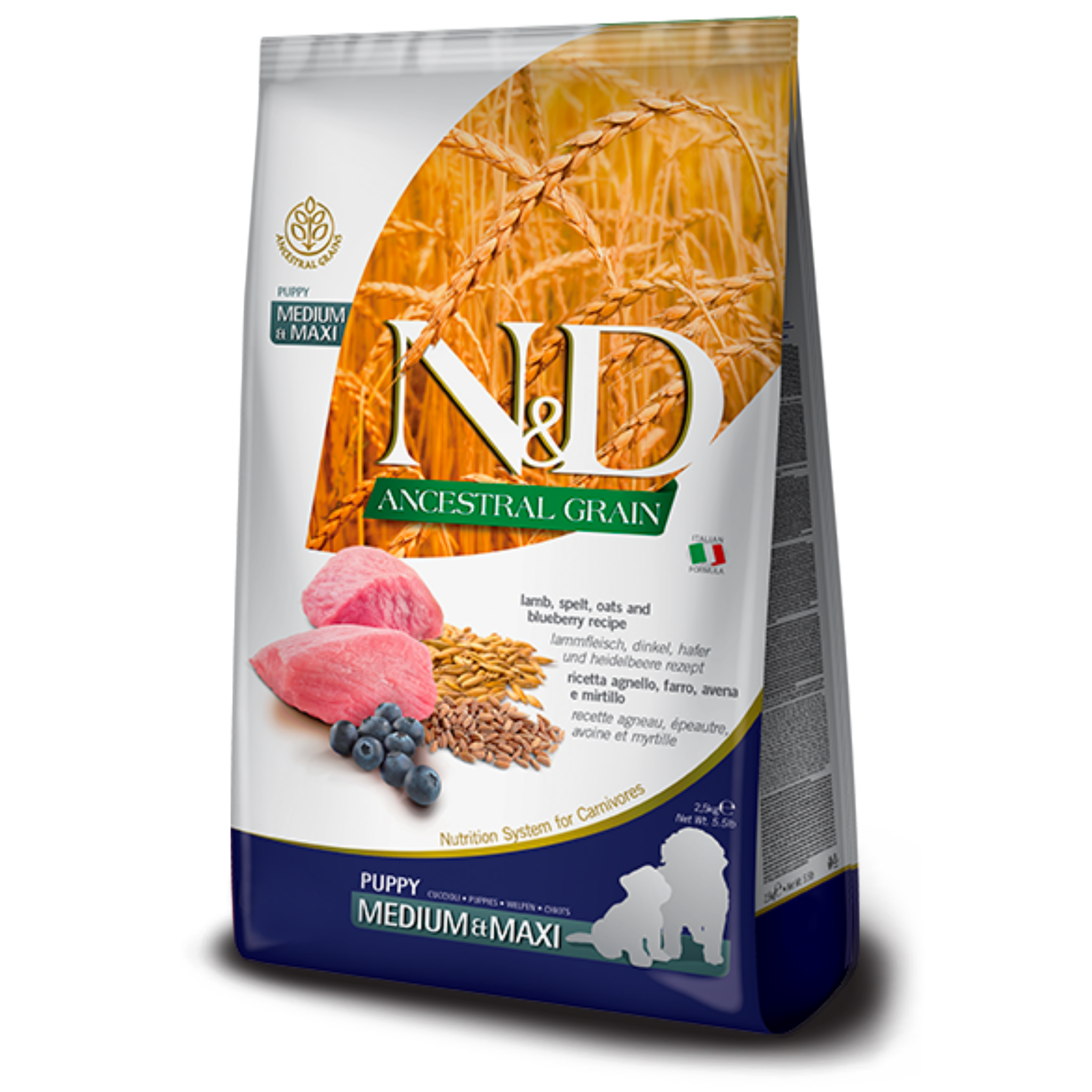Farmina N&D ancestral grain chiot medium/maxi agneau 12KG