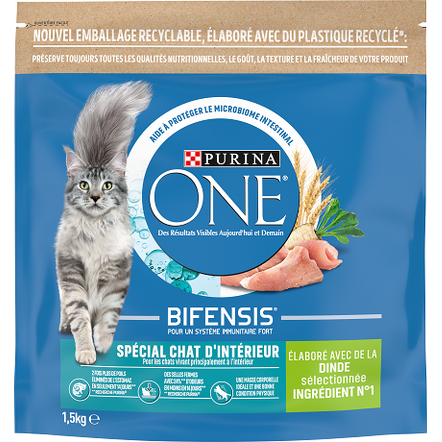 PURINA ONE Chat d'Intérieur Dinde & Céréales 1,5 kg – Croquettes
