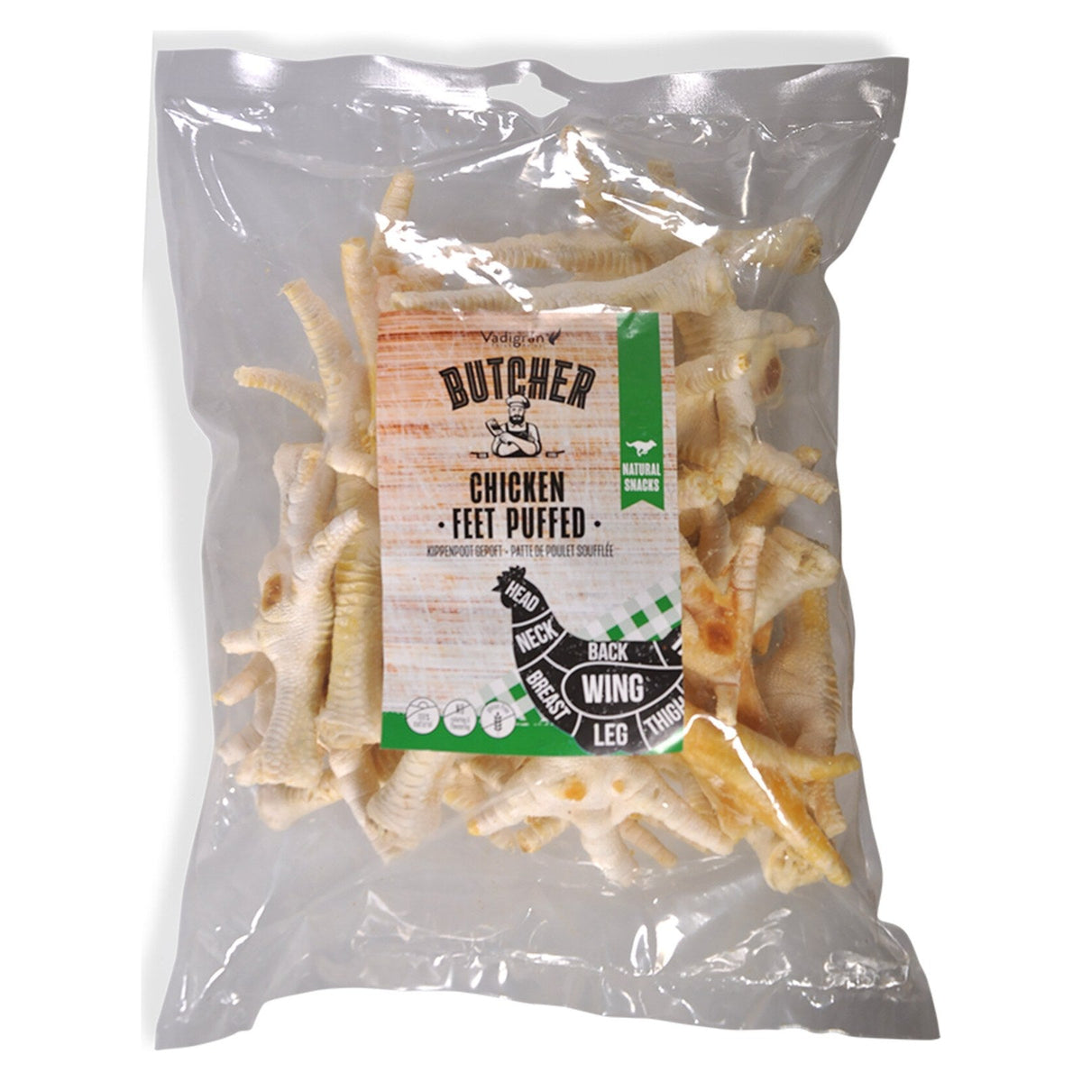 VADIGRAN Butcher Natural Pattes de Poulet Soufflées pour Chien 500g