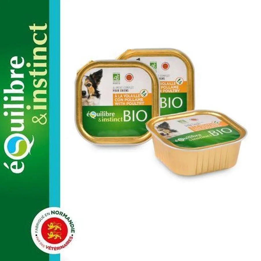 EQUILIBRE & INSTINCT Terrine pour chien adulte Poulet BIO 300g