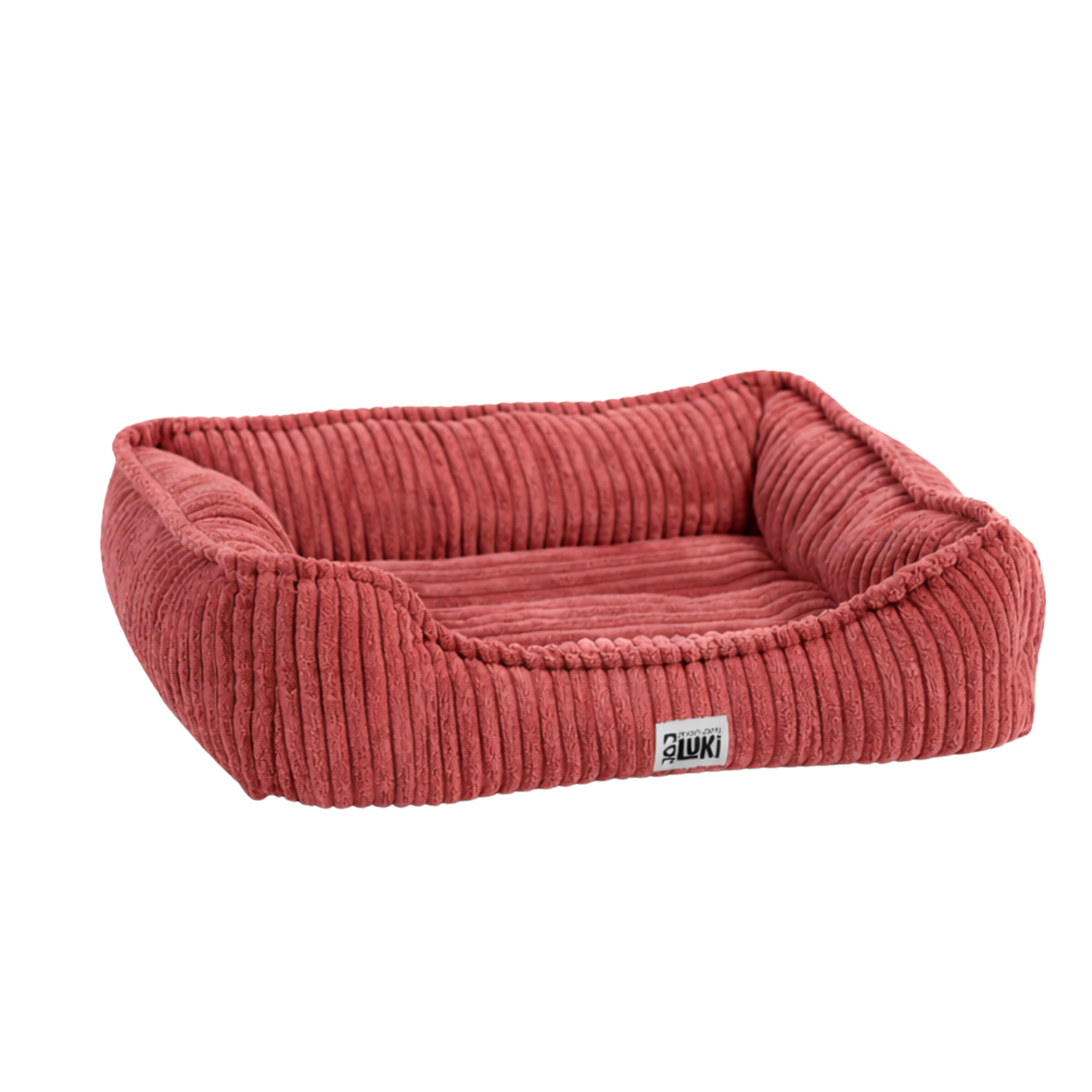 Panier rectangulaire antidérapant velours côtelé vieux rose 50x40x16cm