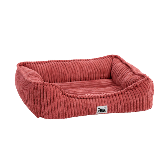 Panier rectangulaire antidérapant velours côtelé vieux rose 50x40x16cm