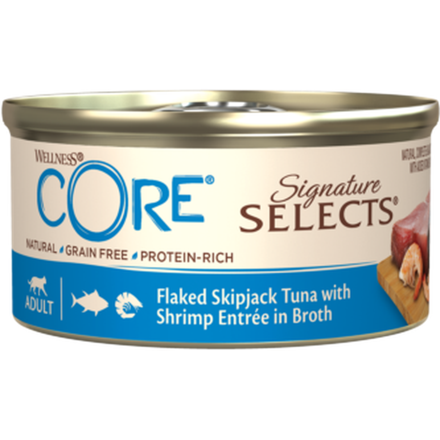 WELLNESS CORE Signature Selects Nourriture humide pour chat Thon Crevettes 79g