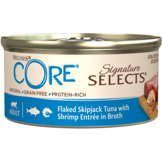 WELLNESS CORE Signature Selects Nourriture humide pour chat Thon Crevettes 79g